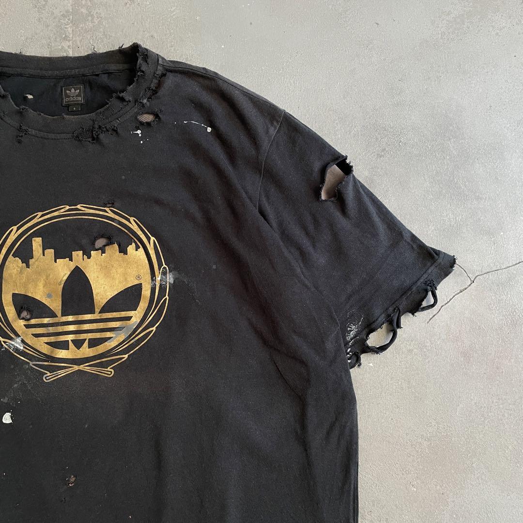 黒タグ“オールド”adidas“XL”ブラック”t-shirt