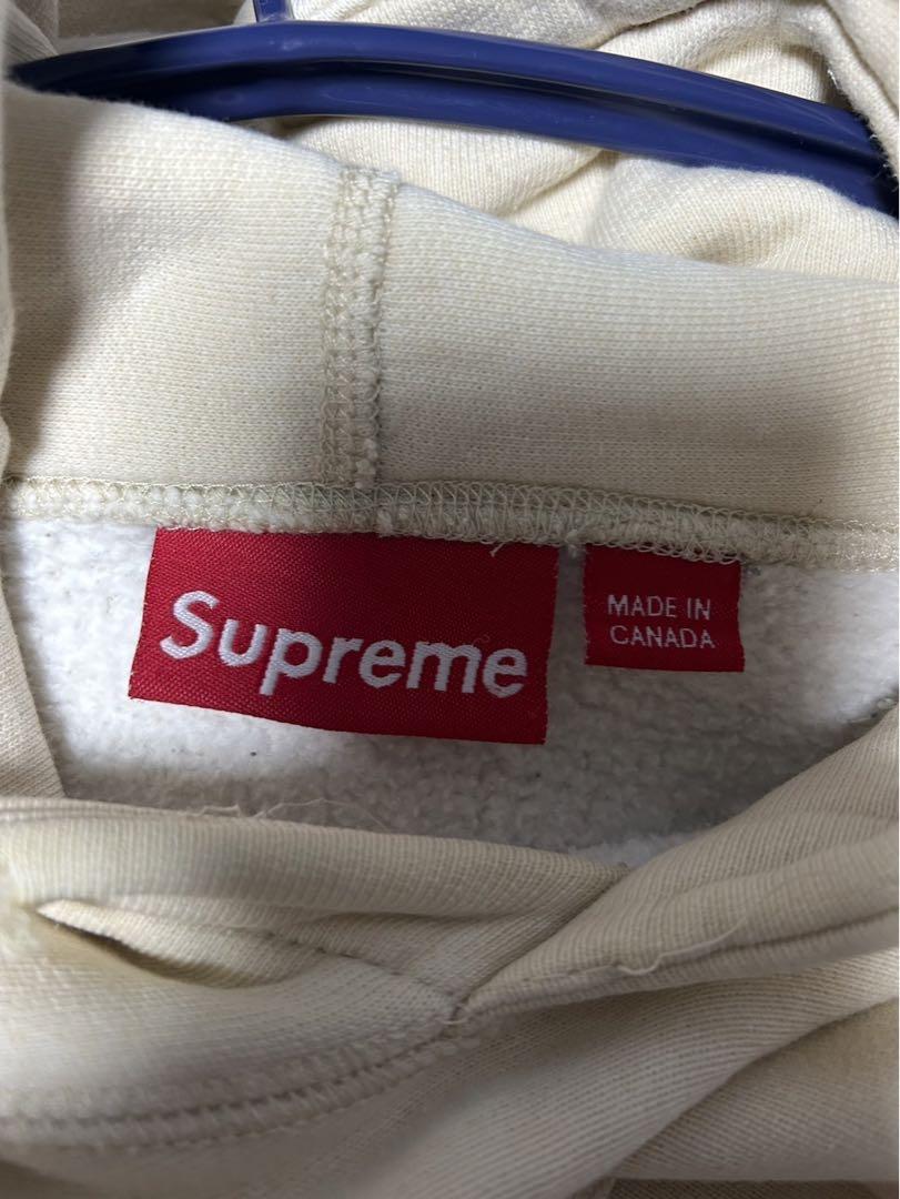 Supreme フロントロゴ パーカー クリーム色