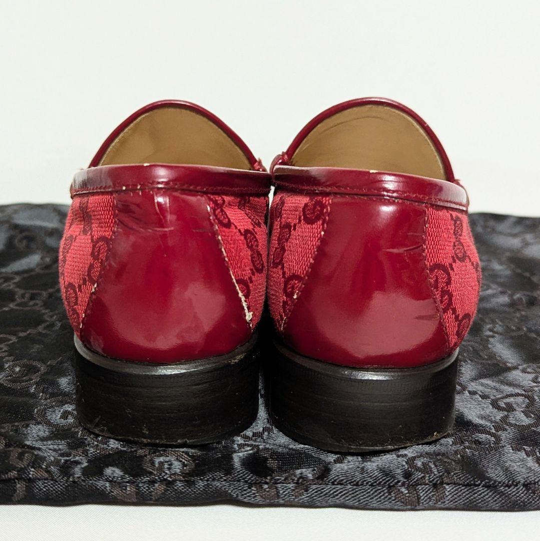 良品◎GUCCI ホースビット ローファー GG柄 キャンバス 赤 23cm 良品◎GUCCI ホースビット ローファー GG柄 キャンバス 赤 23cm