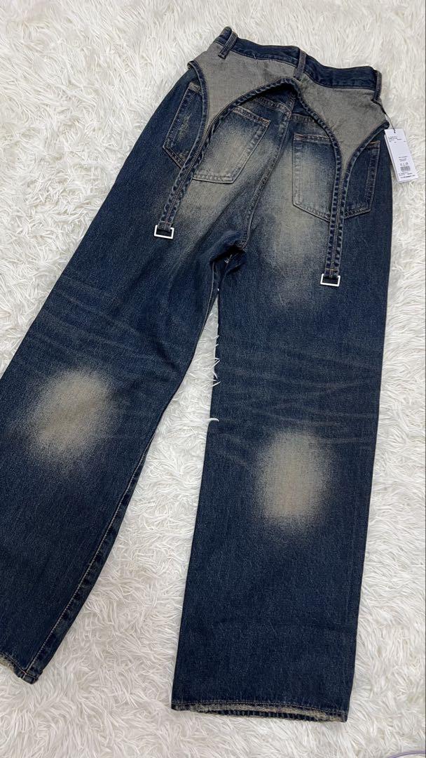 新品♡EMODA サスペンダーワイドジーンズ　インディゴ　エモダ　デニムパンツ