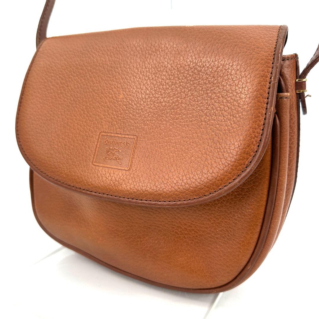 Burberry ブラウン レザー ショルダーバッグ　ノバチェック