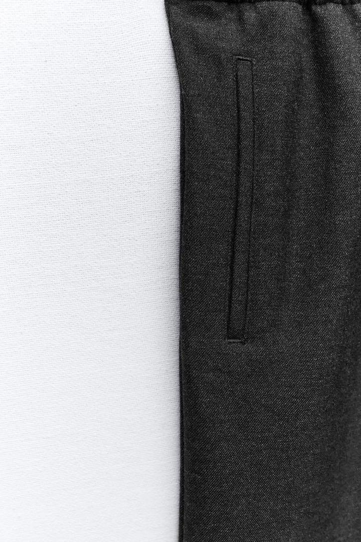 ZARA ダブルウエストバンド ワイドレッグ フランネル パンツ グレー S