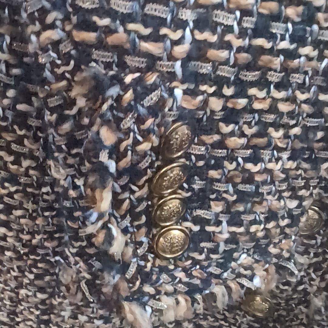 ドゥーズィエムクラス/ツイードジャケット ベージュ×ネイビー系 ゴールドボタン レディース