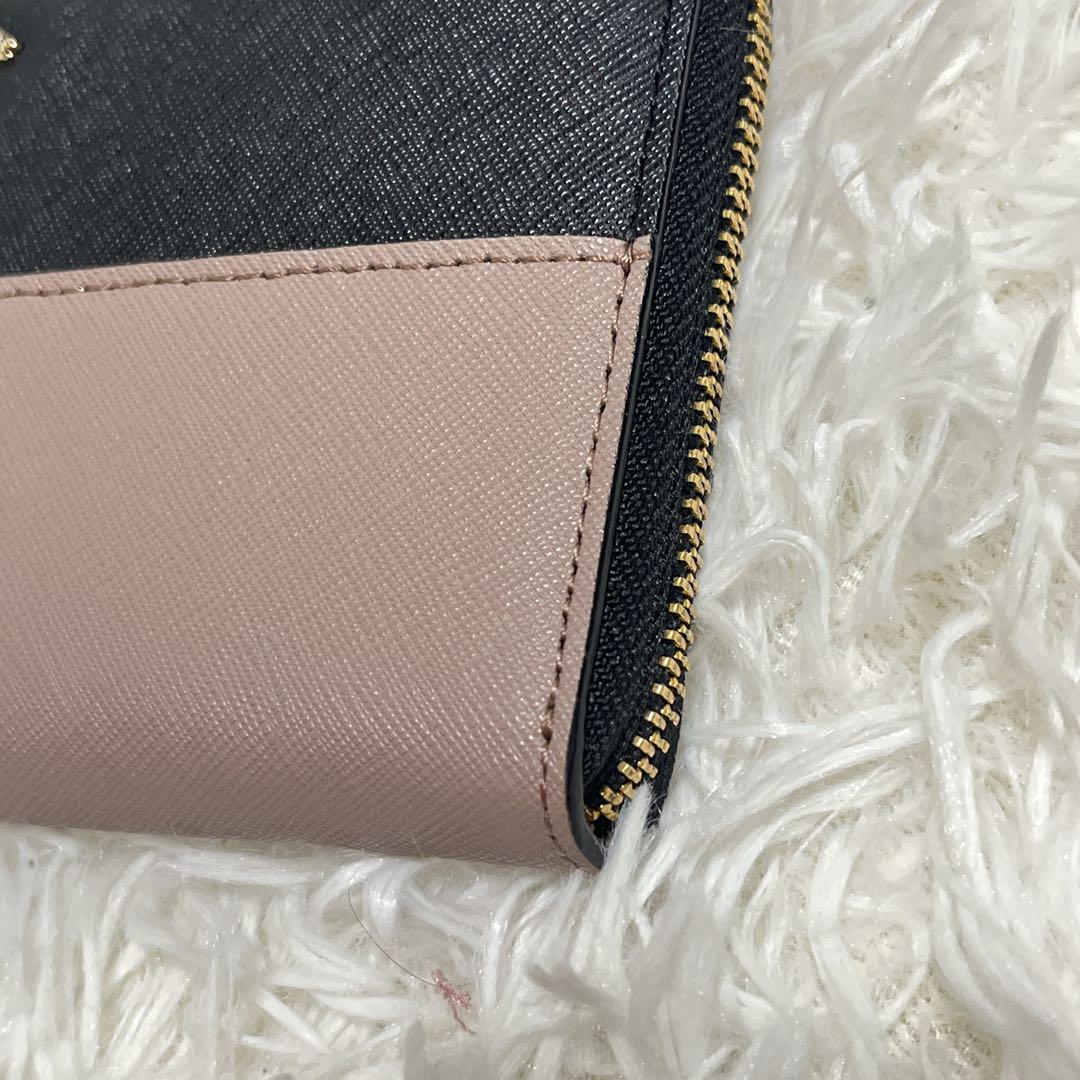 【新品】ケイトスペードkate spade 長財布バイカラー黒ベージュ　ジッピー 新品】ケイトスペードkate spade 長財布バイカラー黒ベージュ