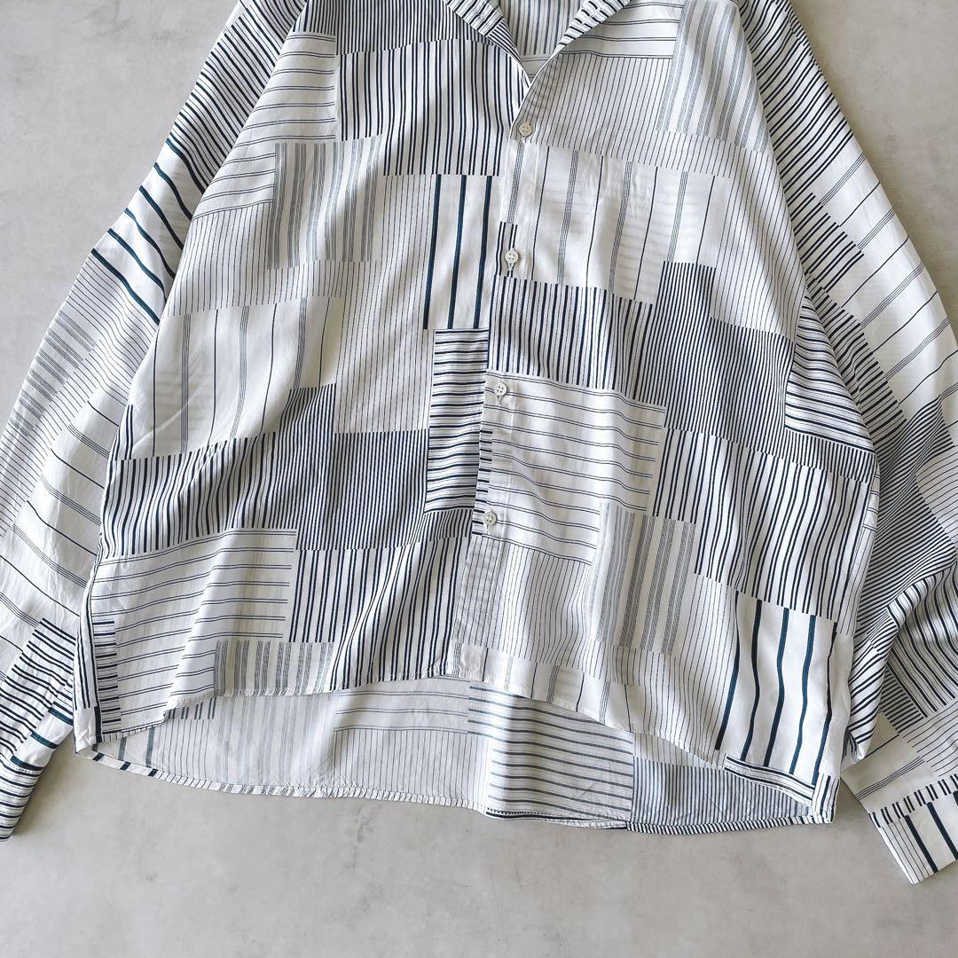 【美品】GALERIE VIE ランダムストライプドルマンスリーブシャツ とろみ