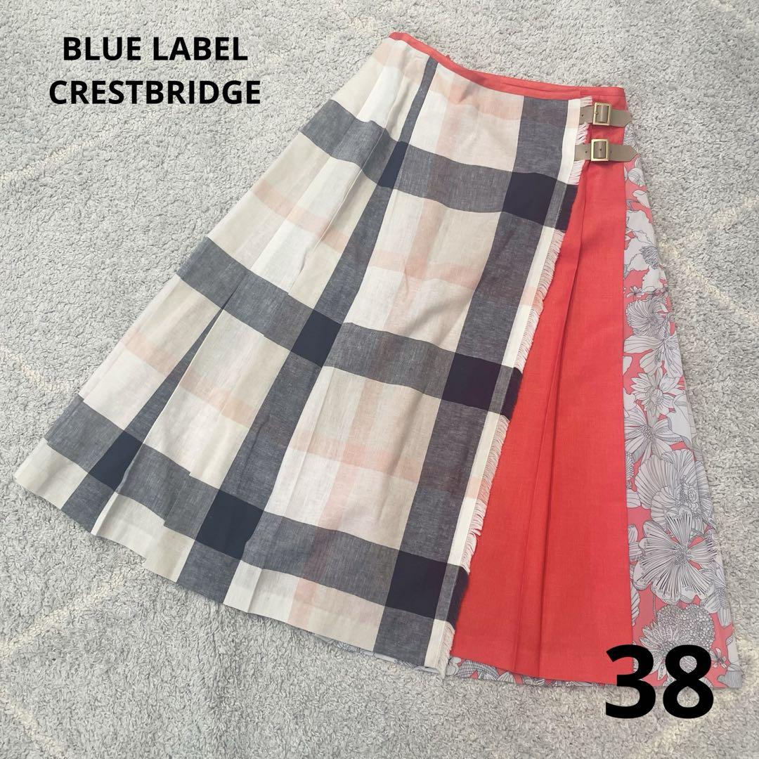 BLUE LABEL CRESTBRIDGE スカート　花柄　チェック　リネン