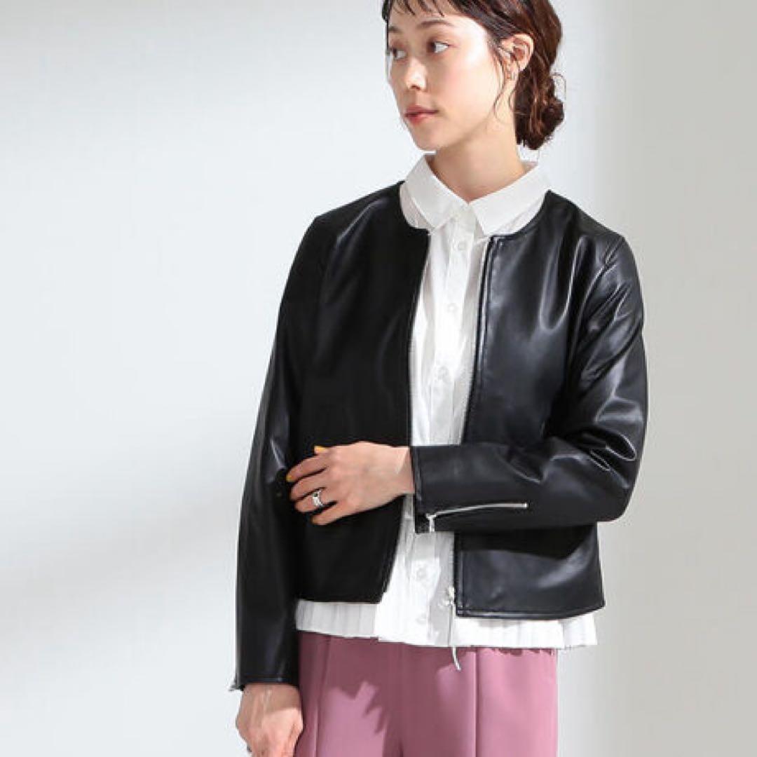 極美品 Ray BEAMS ラムレザー シングルライダース ノーカラージャケット 極美品 Ray BEAMS ラムレザー シングルライダース ノーカラージャケット