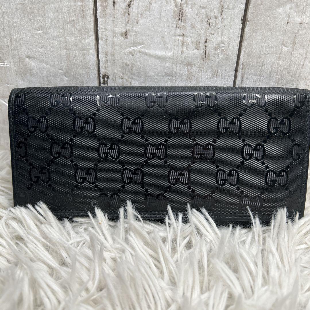 GUCCI インプリメ　長財布　GG ブラック　レザー　折り財布