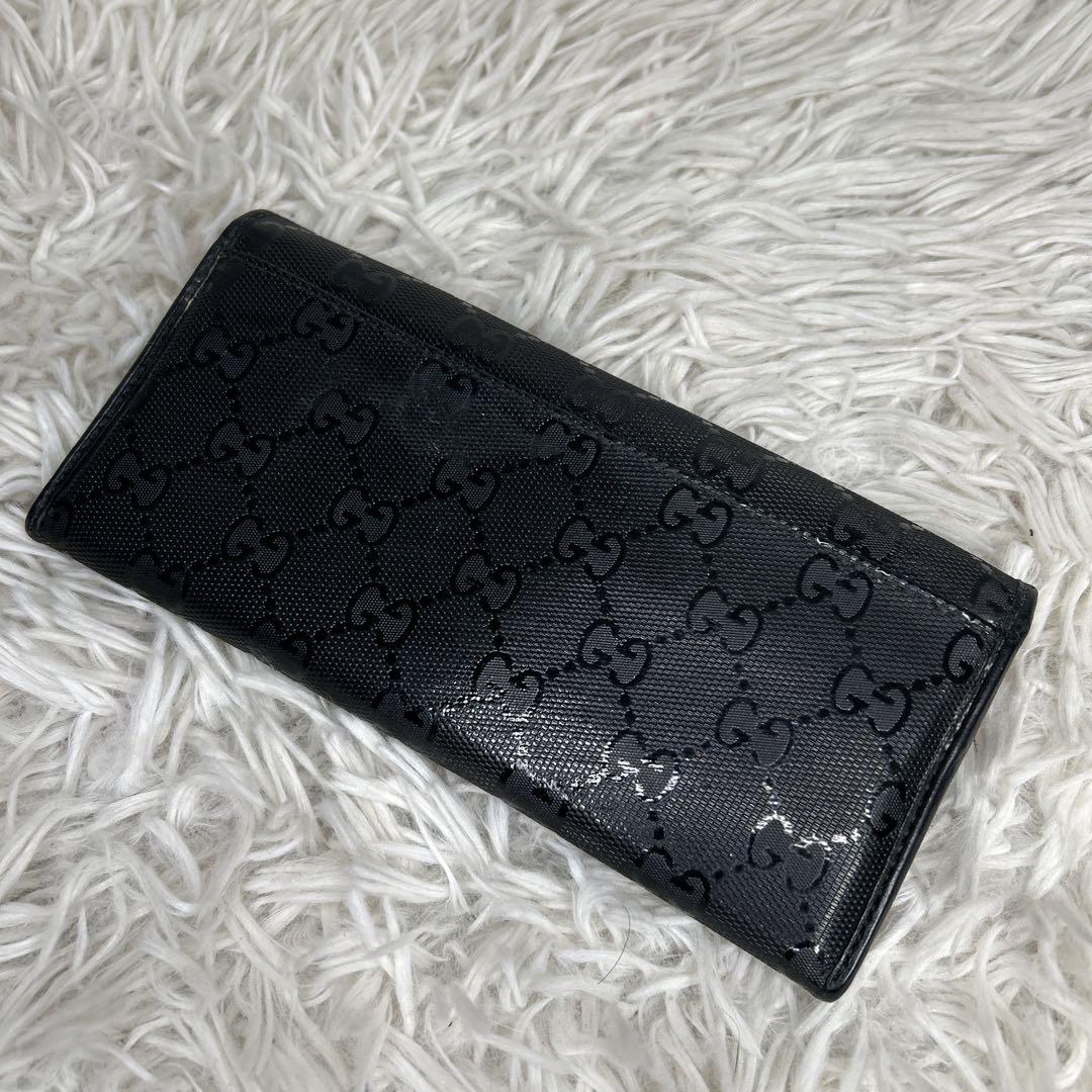GUCCI インプリメ　長財布　GG ブラック　レザー　折り財布