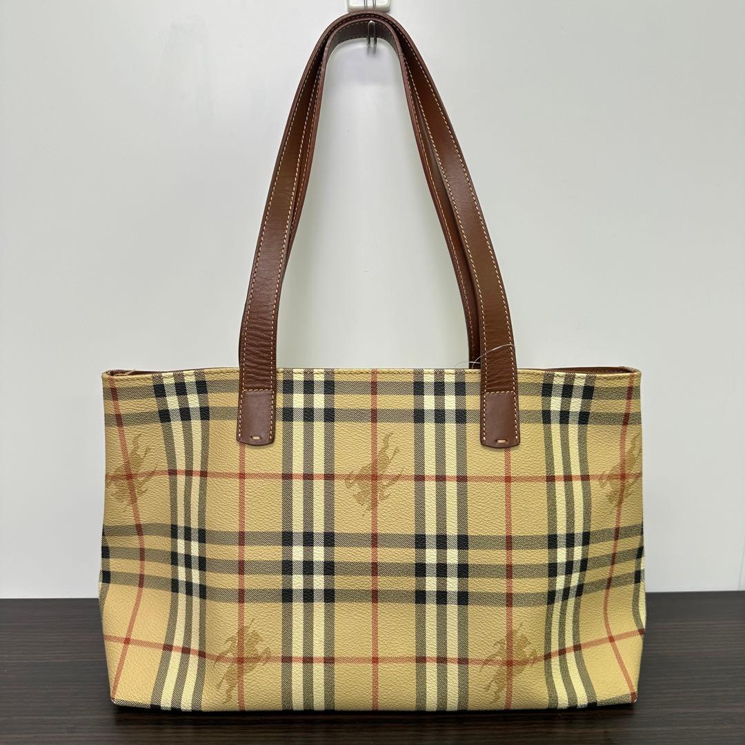 BURBERRY バーバリートートバッグ ノバチェック ホースロゴ レザー