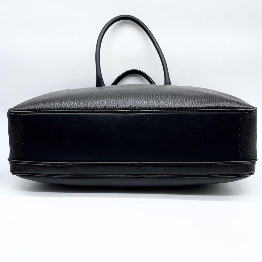 【美品】フェラガモ 2WAY ビジネスバッグ レザー 濃灰 ロゴショルダー
