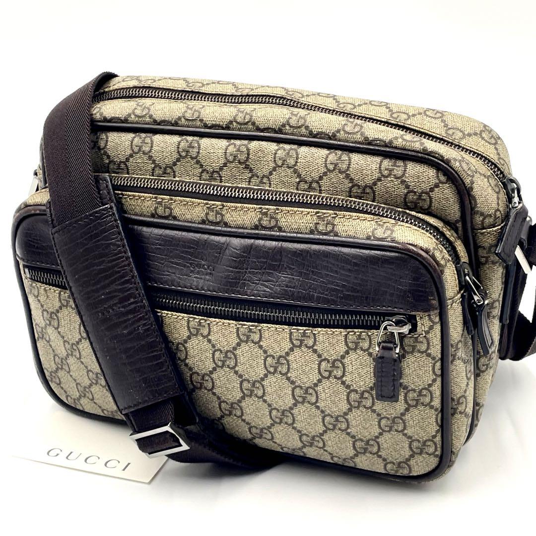 【美品】グッチ ショルダーバッグ カメラバッグ 斜め掛け GGスプリーム メンズ 美品】グッチ ショルダーバッグ カメラバッグ 斜め掛け GG