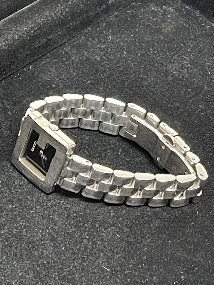【稼働品】GUCCI グッチ レディース腕時計 スクエア 黒文字盤
