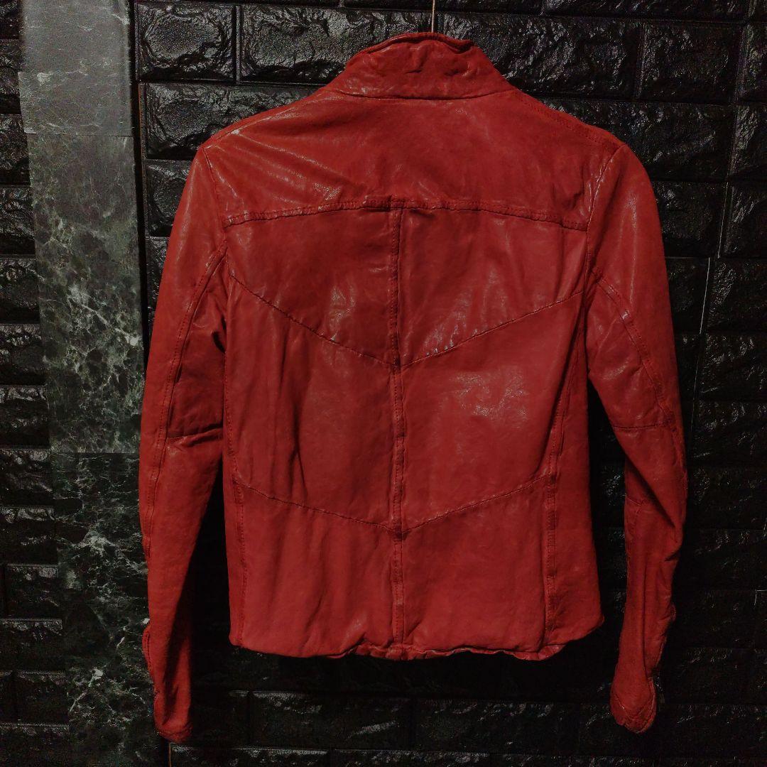 Giorgio Brato 　レッド　ラムレザーシングルライダースジャケット