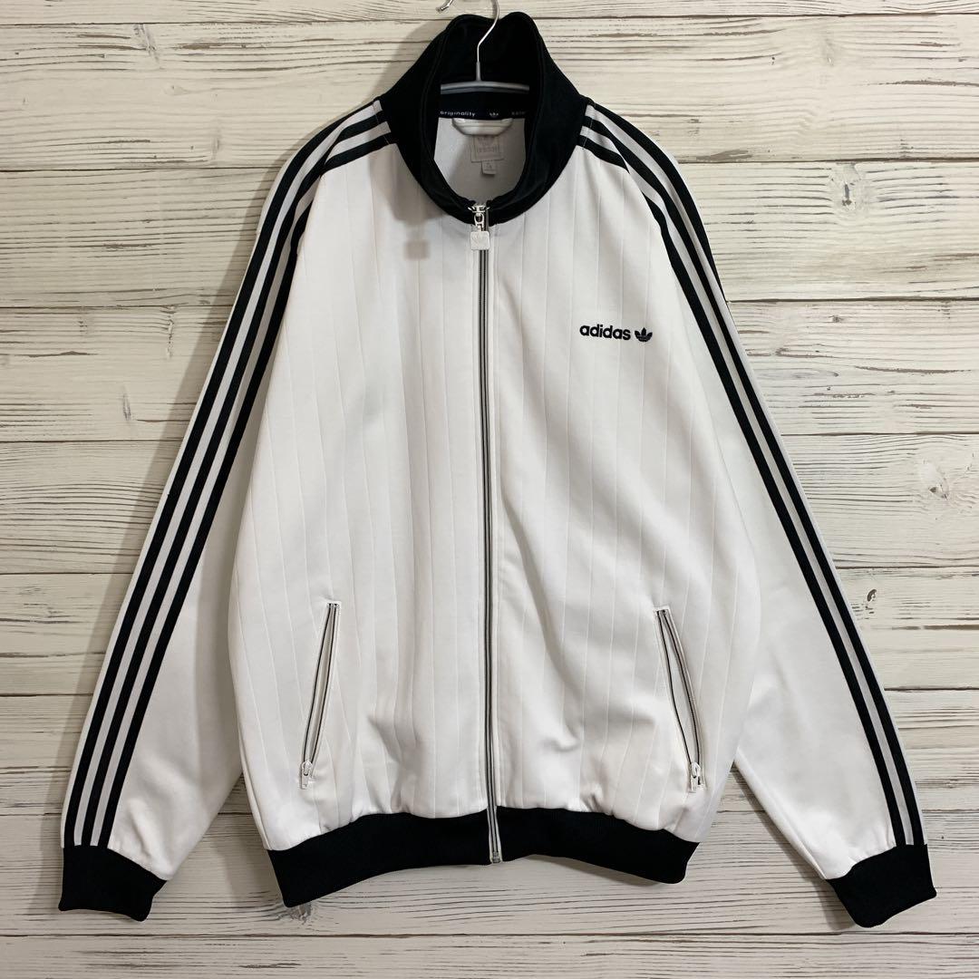 adidas トラックジャケット ホワイト×ブラック XL