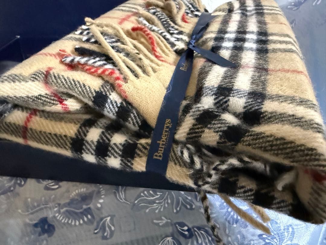 チェック柄ウール膝掛け BURBERRY