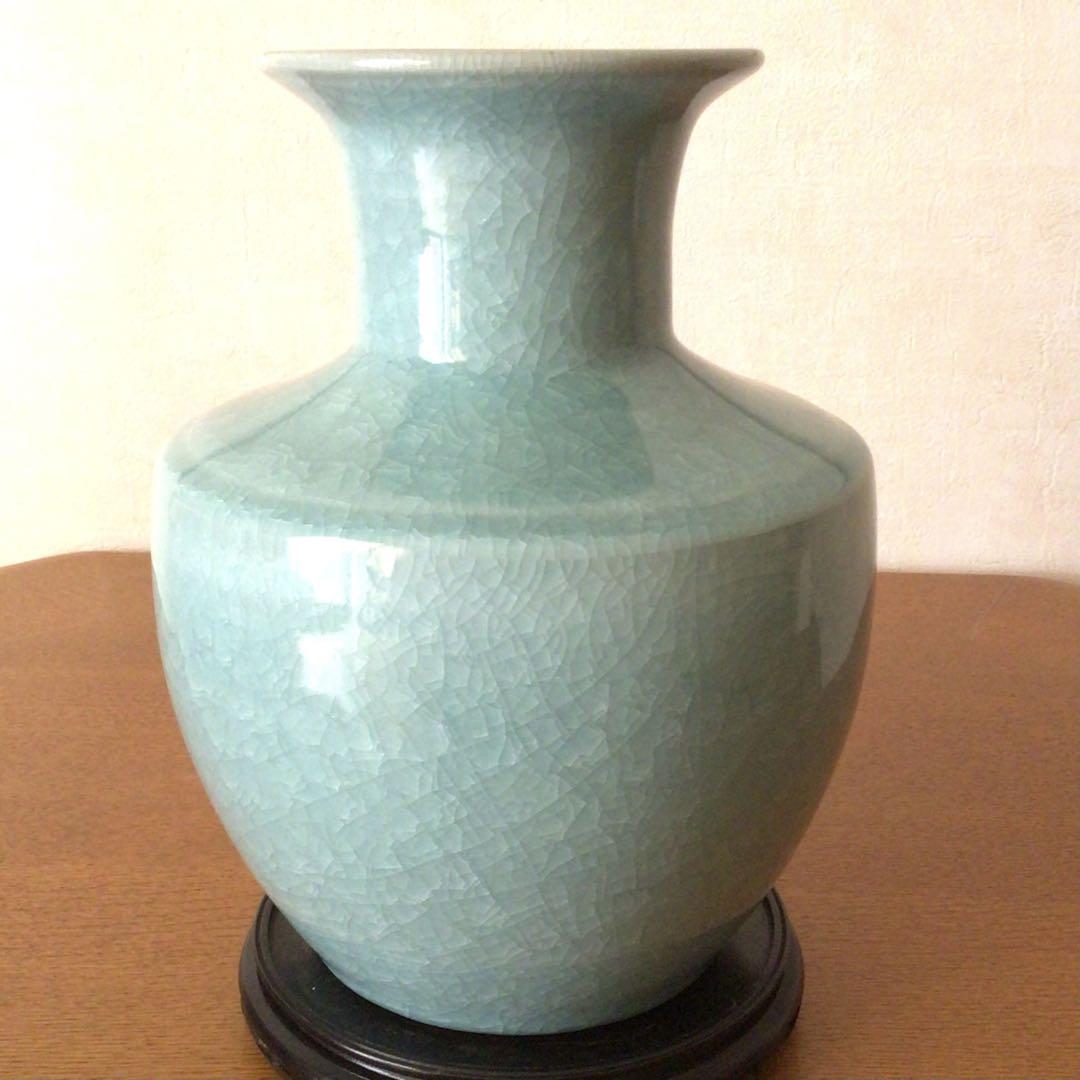 鍋島 長春青磁 小笠原長春 9代目蕯作 花瓶 飾り壺 花入 共箱