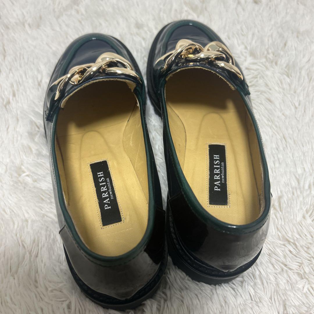 PARRISH 厚底ローファー 23cm 日本製 チェーンビット ネイビー