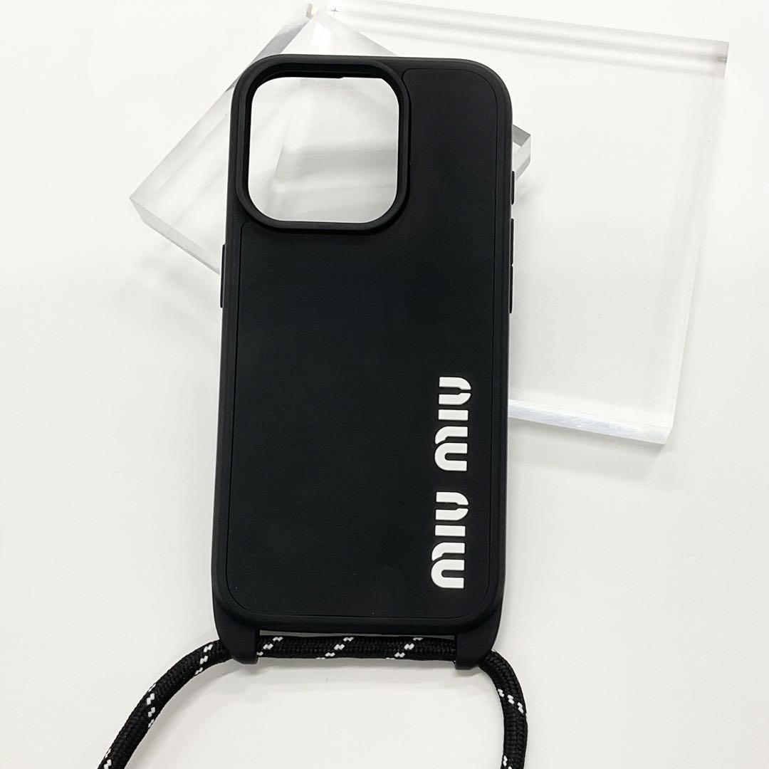 美品 ミュウミュウ iPhone14pro カバー ケース ロゴ ブルー ミュウミュウ iPhone15 Pro/14 Proケース マテラッセ風 MIUMIU