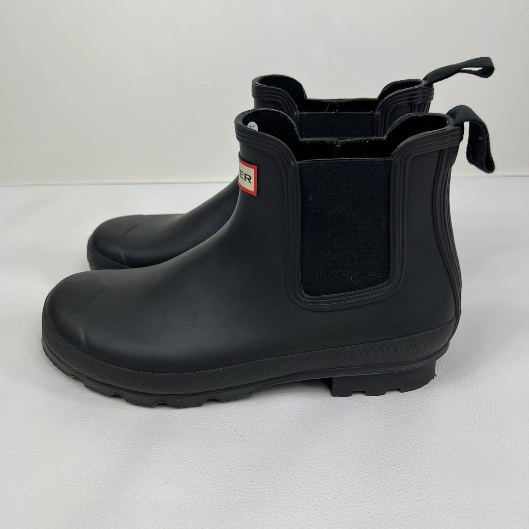 HUNTER ブラック ショート レインブーツ チェルシーブーツ