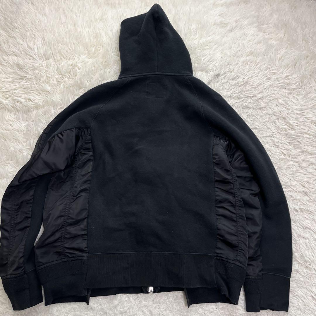 美品　sacai ナイロンツイル　ドッキングパーカー Lサイズ　切り替え　黒