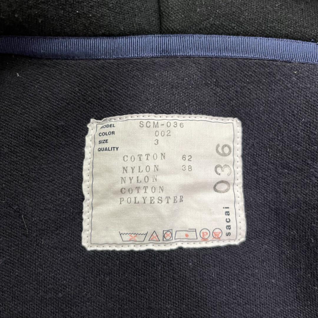 美品　sacai ナイロンツイル　ドッキングパーカー Lサイズ　切り替え　黒