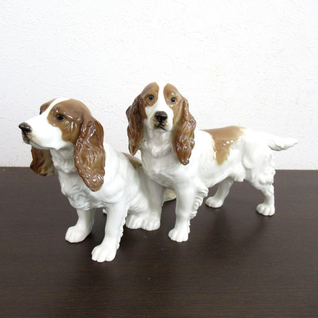 094 フッチェンロイター 犬2匹 オブジェ 一体型 インテリア ドイツ製
