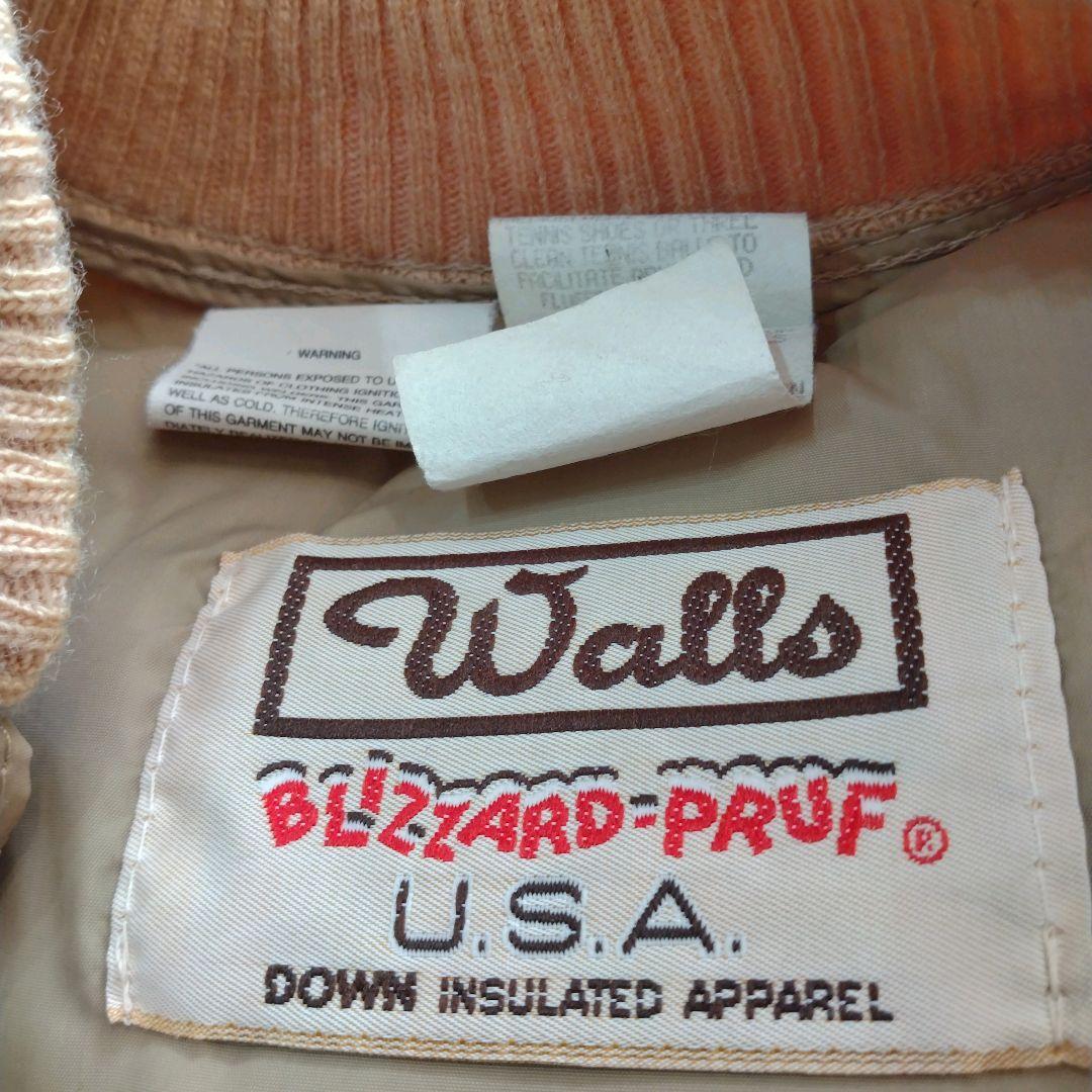 【USA製古着1点物】walls ノーカラー　ダウンベスト　ベージュ　L