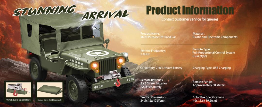 軍用 ラジコンカー 子供向け 人気 35CM 大型 オフロード ジープ 4WD