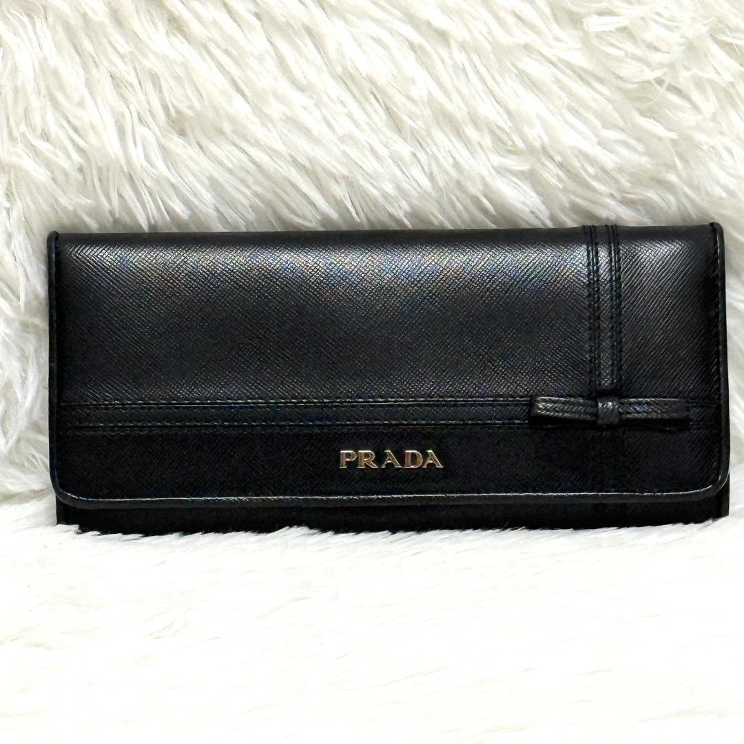 ♦️美品　プラダ 長財布 サフィアーノレザー ブラック ゴールド金具