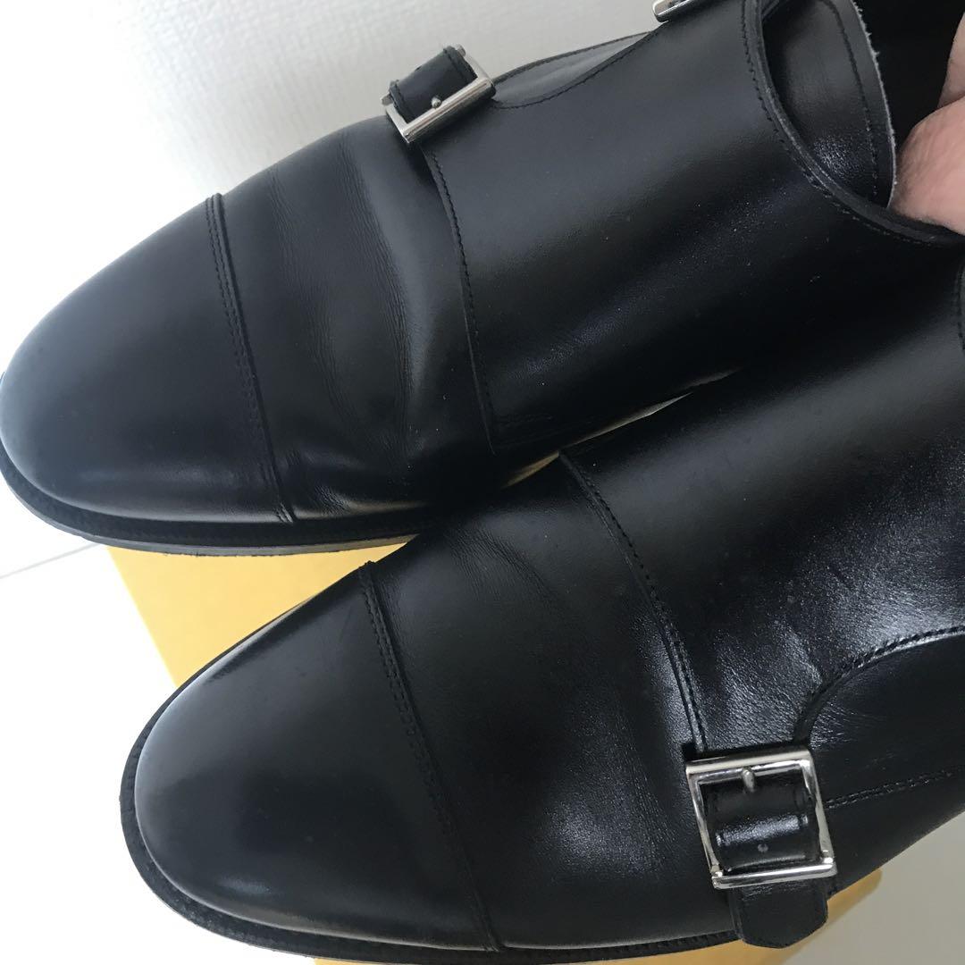 三陽山長 未使用近い ダブルモンク ストラップ ビジネス ドレス シューズ