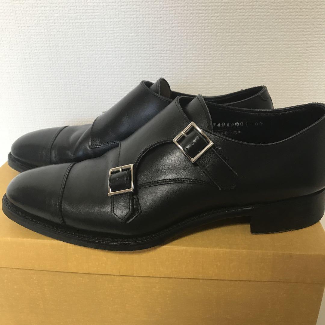 三陽山長 未使用近い ダブルモンク ストラップ ビジネス ドレス シューズ