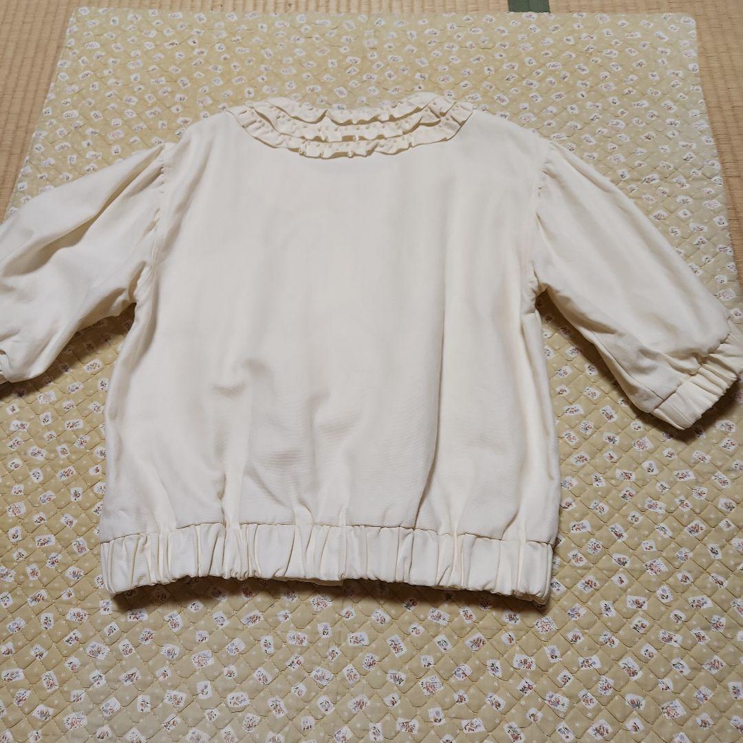 ピンクハウス アイボリー フリル付きノーカラージャケット