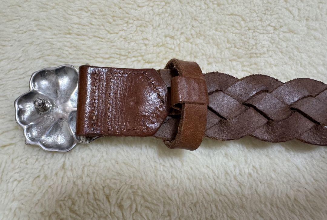 レア　希少　アルバローザ　レザー編み込みベルト ハイビスカスバックル　ブラウン系 レア 希少 アルバローザ レザー編み込みベルト ハイビスカス