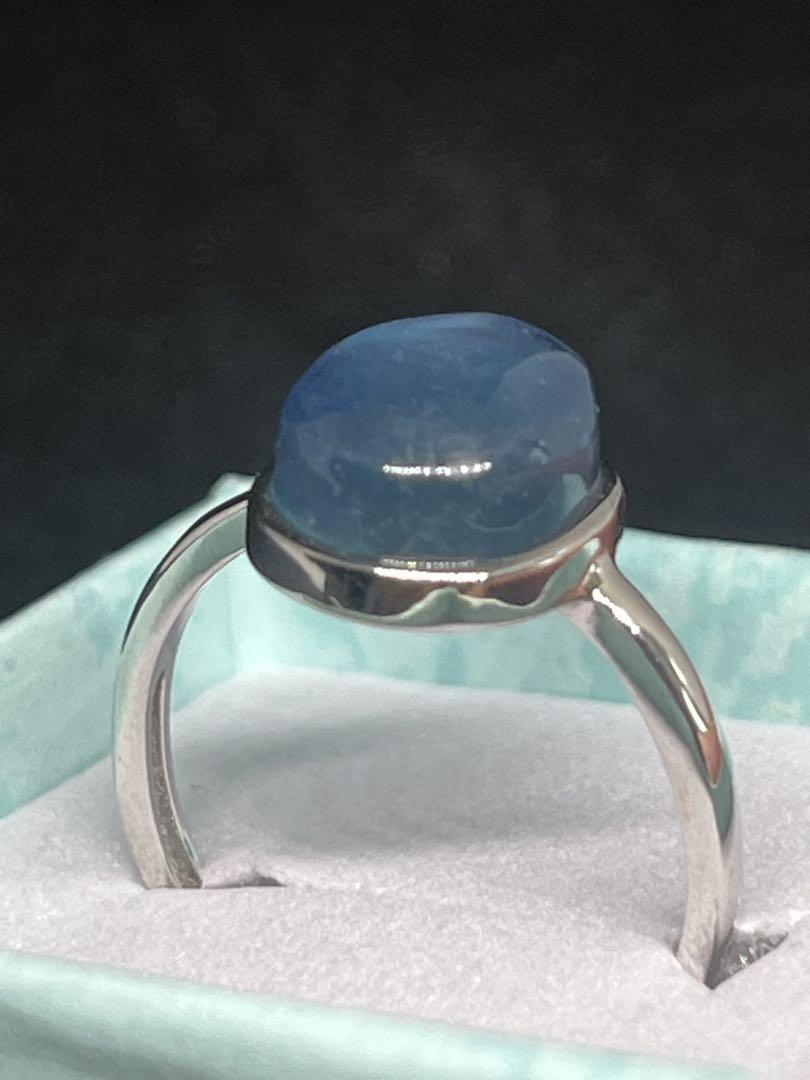 S925 天然ブルーアクアマリン金の枝のシルバーリング
