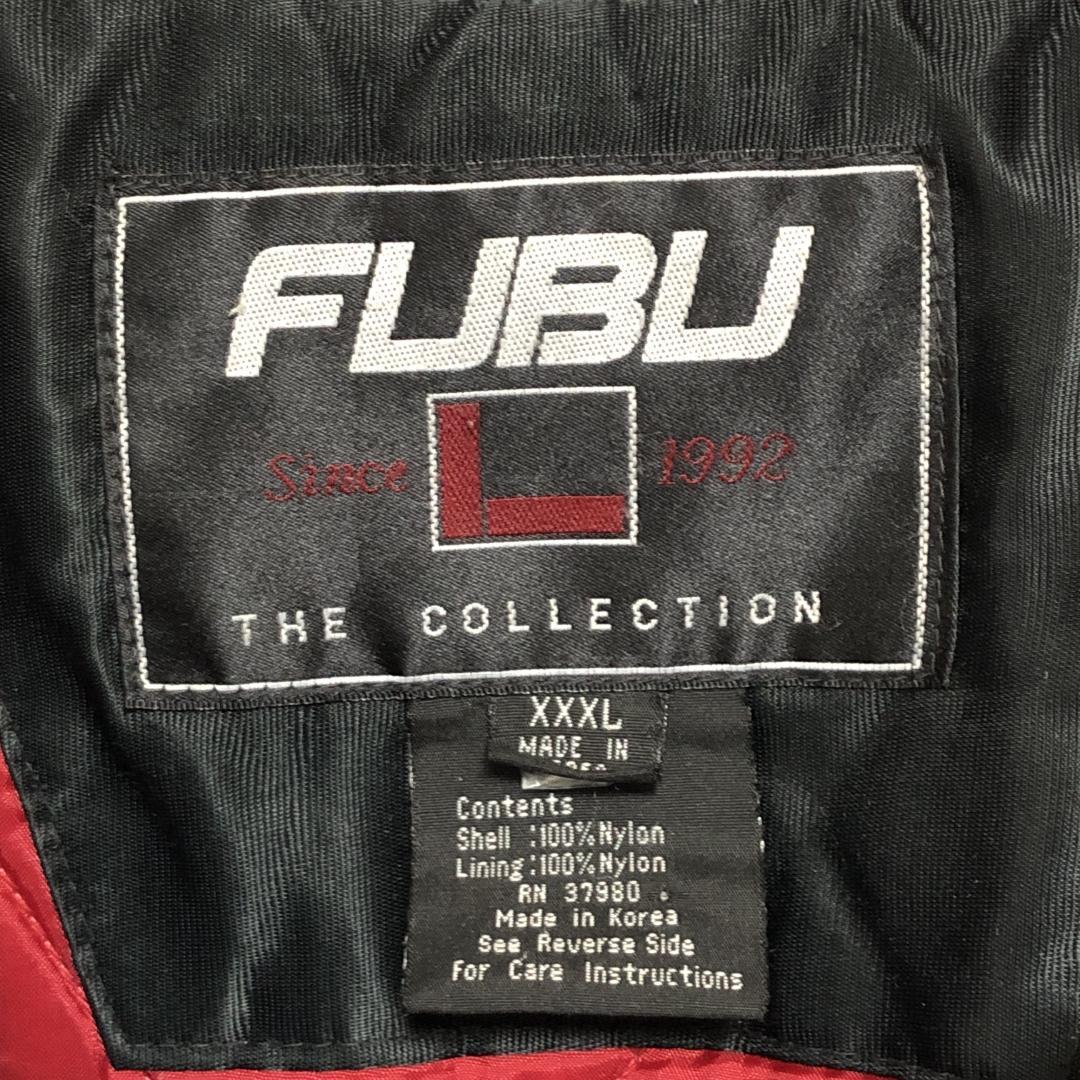 ビッグサイズ 3XL】FUBU フブ 刺繍ロゴ 黒 中綿 スタジャン 90s ビッグサイズ 3XL】FUBU フブ 刺繍ロゴ 黒 中綿 スタジャン 90s