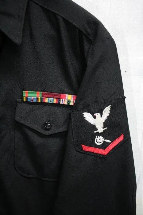 80年代　U.S.NAVY　ユーティリティシャツ　シャツ　長袖　濃紺　L
