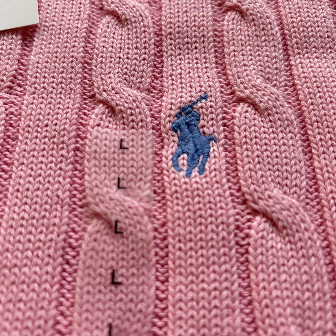 POLO RALPH LAUREN ケーブルニット ピマコットン ピンク L ②