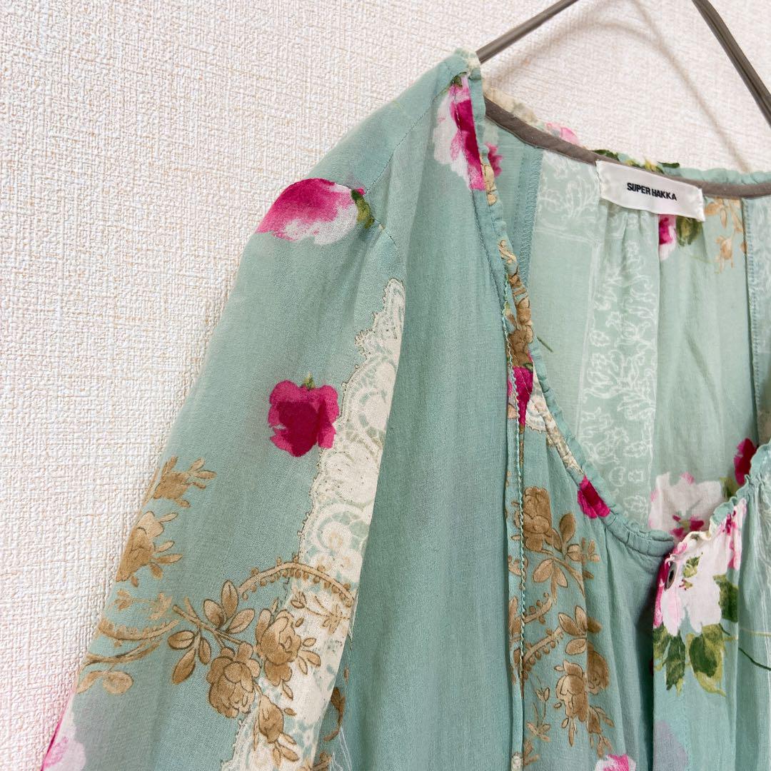 【名入れ無料】 スーパーハッカ】 チュニックブラウス ワンピ 花柄 可愛い トップス