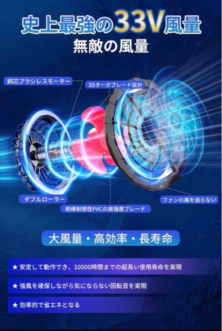 空調服なし 作業服用 バッテリー セット ファンセット 4段階風速調節