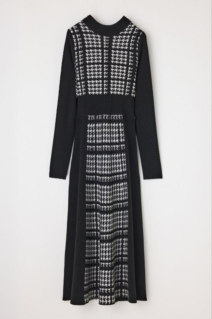 rienda リエンダ 千鳥柄バックリボンフレアニットワンピース バックリボン rienda リエンダ 千鳥柄バックリボンフレアニットワンピース バックリボン