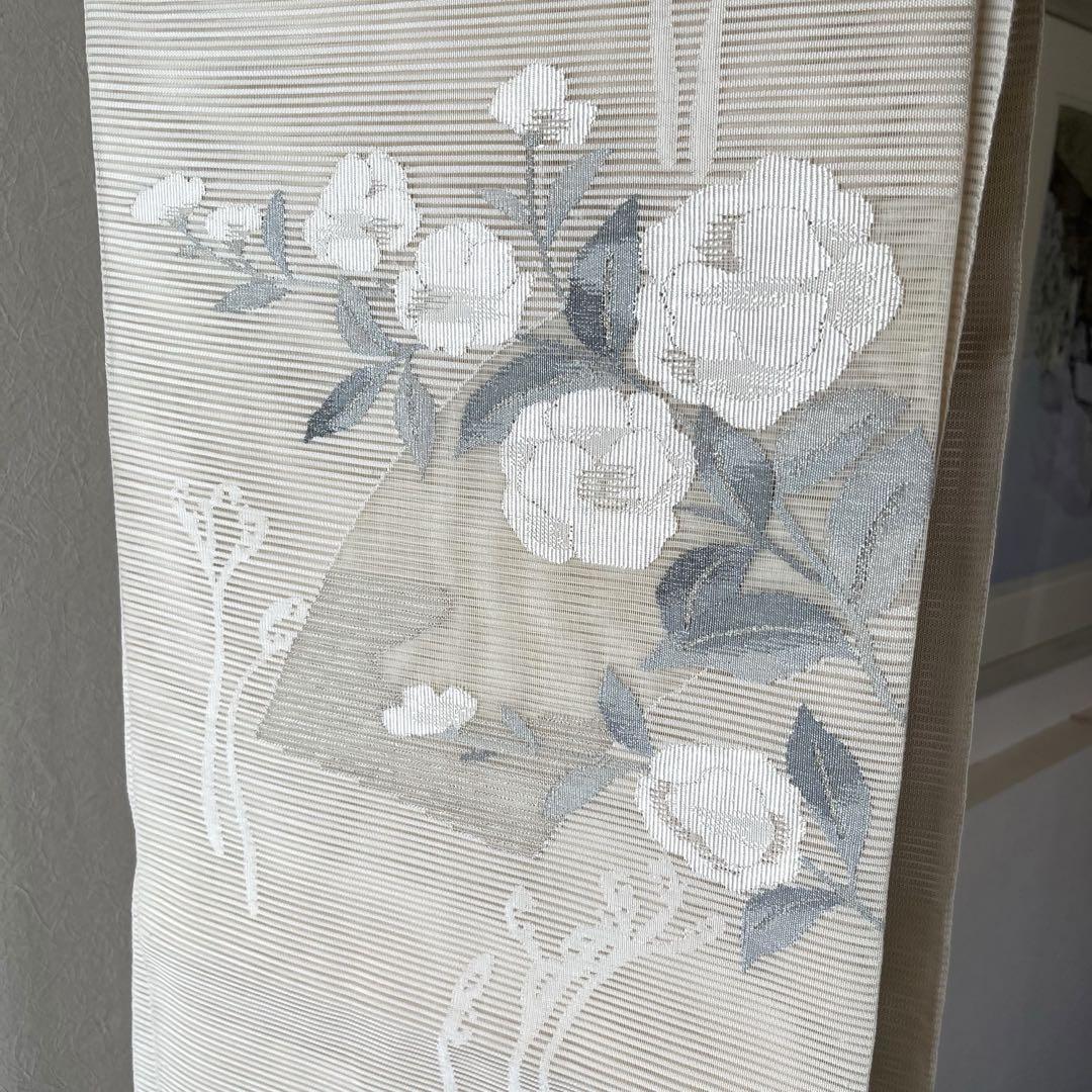 掘り出し物！新品　絽袋帯　涼しげ色花モチーフ 掘り出し物！新品 絽袋帯 涼しげ色花モチーフ - メルカリ