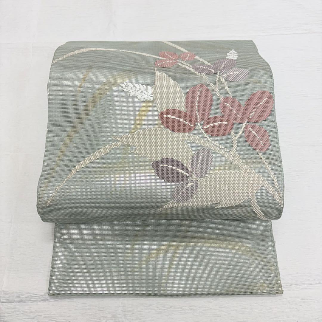 正絹 袋帯 夏帯 紗 萩柄