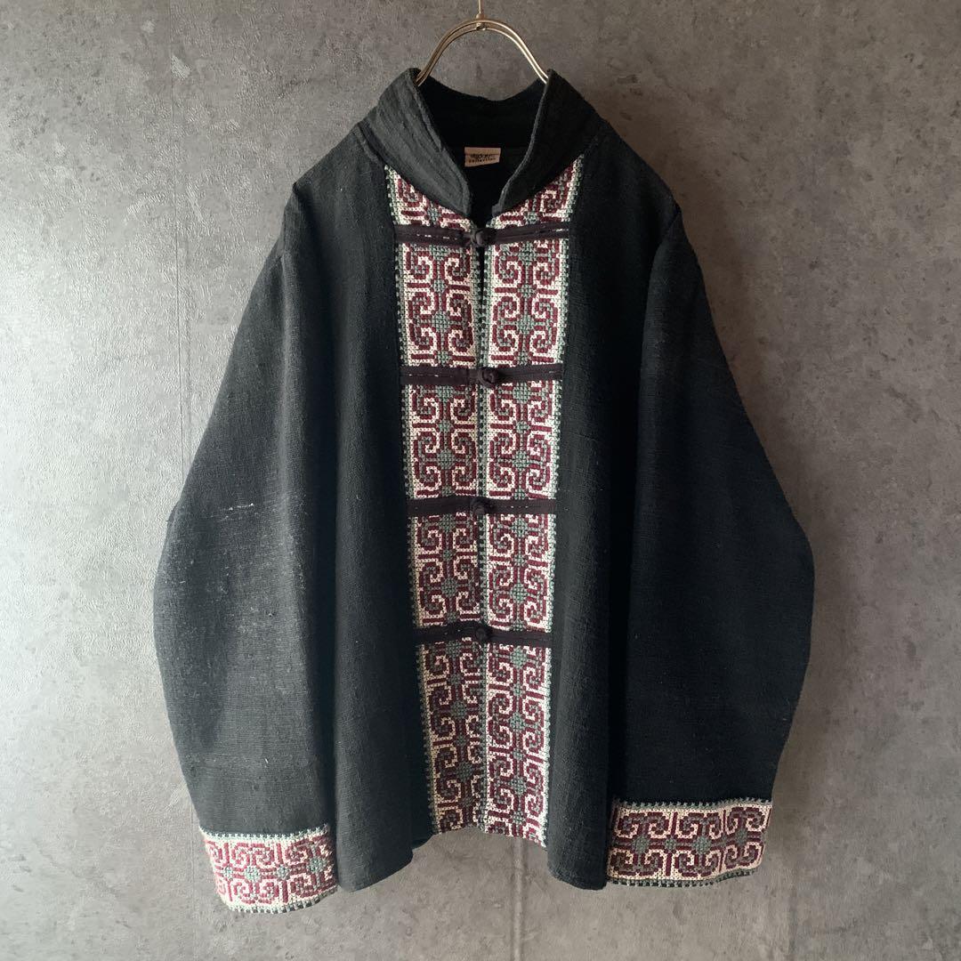 チャイナジャケット マオカラー モード vintage 黒 入手困難 爆買い! チャイナジャケット マオカラー モード vintage 黒 入手困難 爆買い!