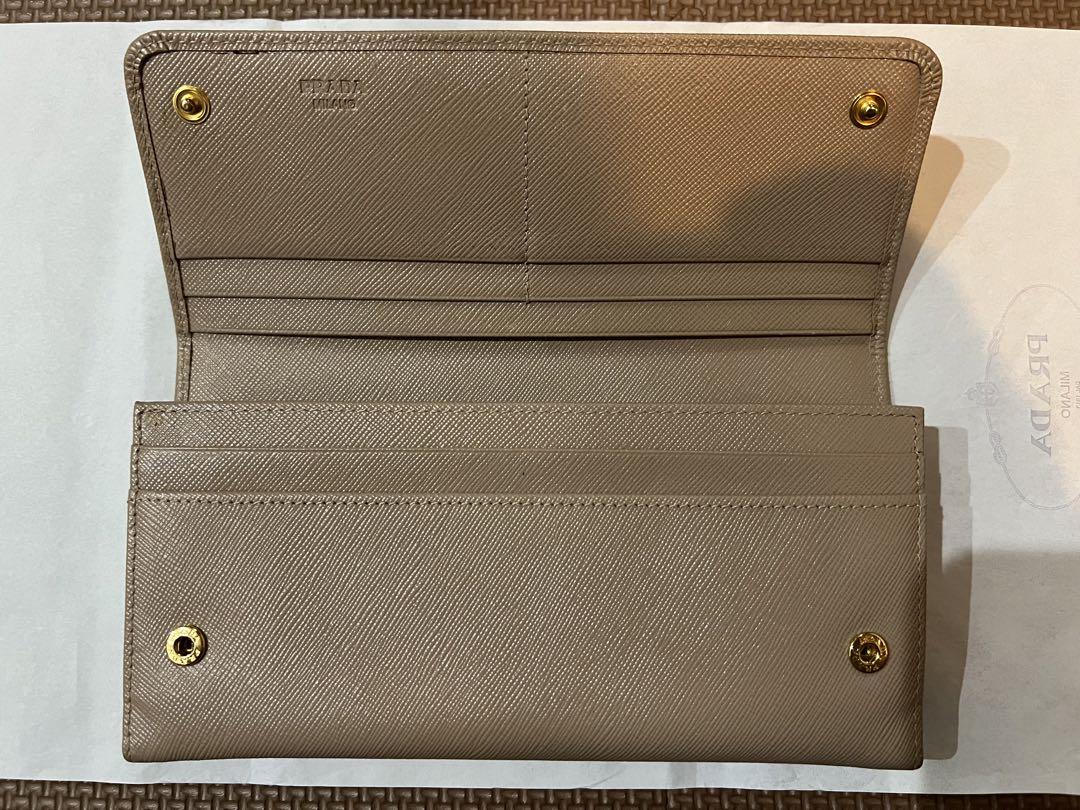 PRADA サフィアーノレザーリボン付き長財布 ベージュ