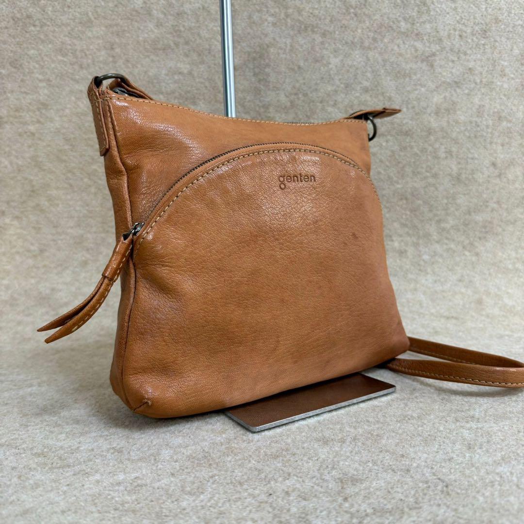 5BC24 genten ゲンテン ショルダーバッグ ブラウン