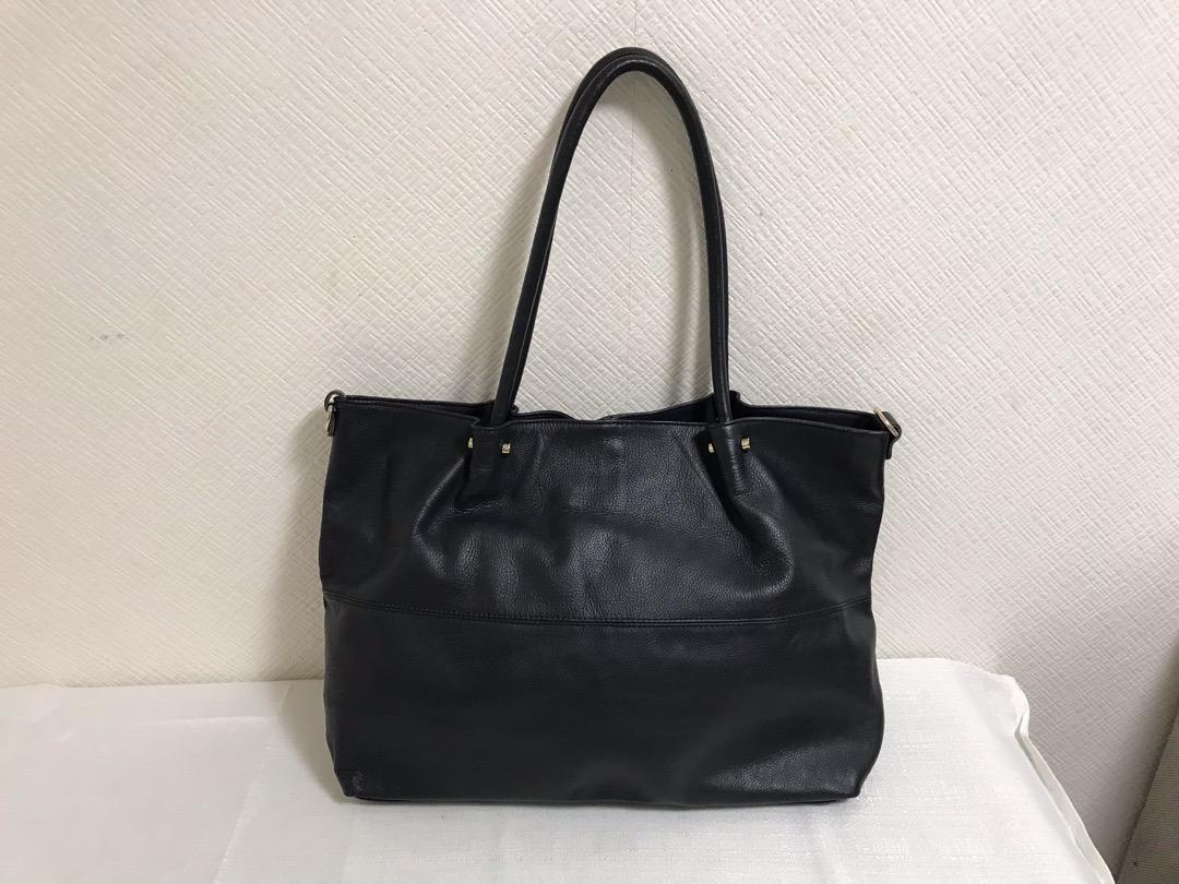本物ナノユニバース本革レザーボストンバッグビジネスハンドトートバック紺
