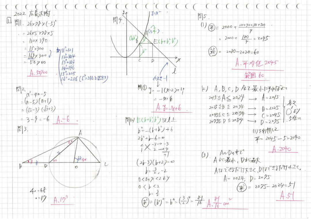 塾講師オリジナル 数学解説(動画付) 広島大附 2018-25 高校入試 塾講師オリジナル 数学解説(動画付) 広島大附 2018-25 高校入試