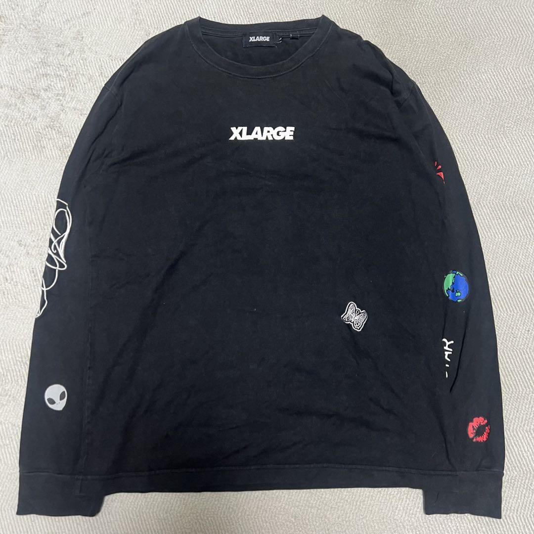 XLARGE エクストララージ LEX コラボ ロンT 刺繍 黒 L