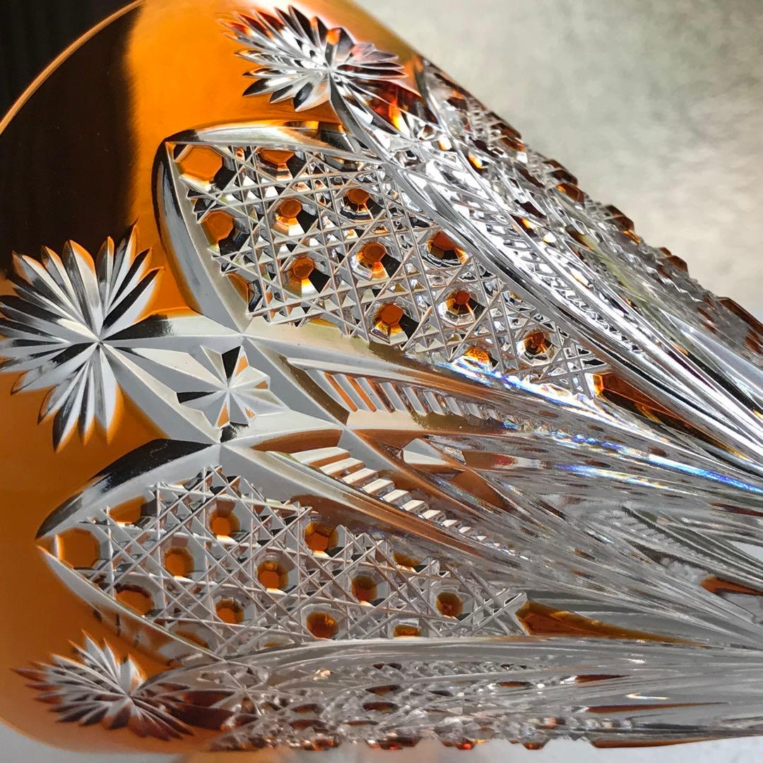 バカラBaccaratエルベフElbeufワイングラス被せオレンジ色BACCARAT